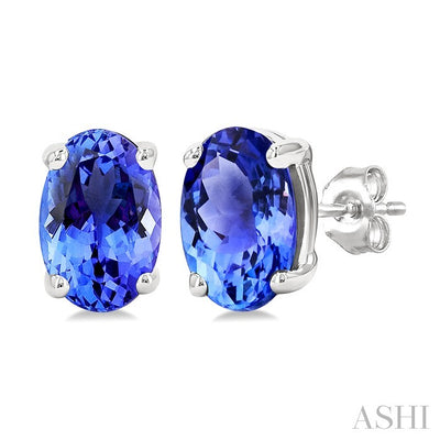 Oval Shape Gemstone Stud Earrings