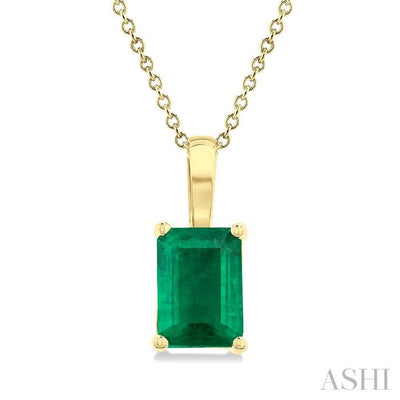 Emerald Shape Gemstone Solitaire Pendant