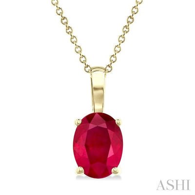 Oval Shape Gemstone Solitaire Pendant