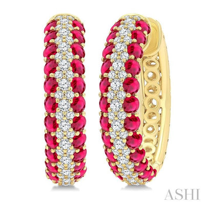 Gemstone & Diamond Hoop Earrings