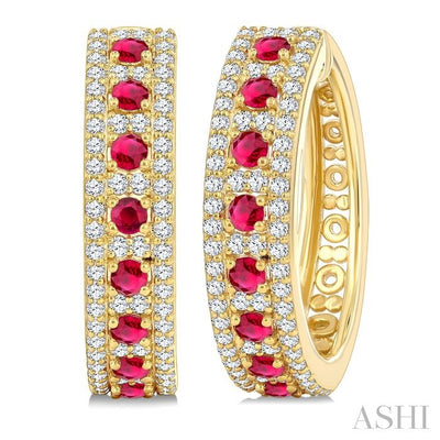 Gemstone & Diamond Hoop Earrings