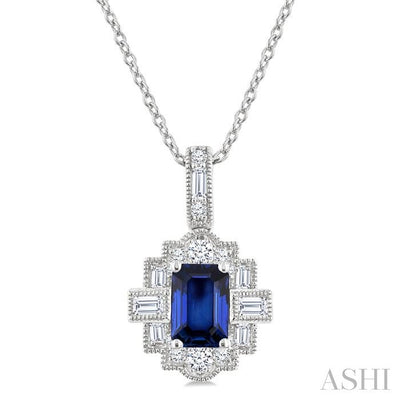 Emerald Shape Gemstone & Diamond Pendant