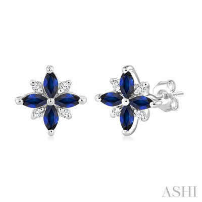 Blossom Marquise Shape Gemstone & Diamond Earrings