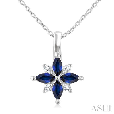 Blossom Marquise Shape Gemstone & Diamond Pendant