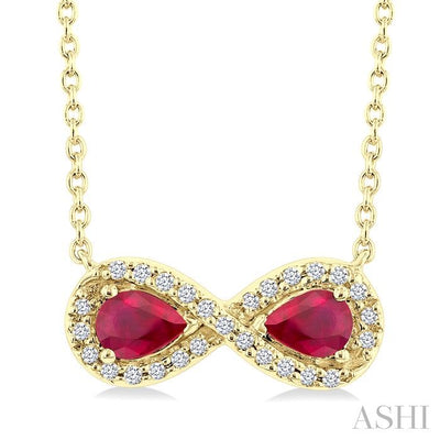 Pear Shape Gemstone & Infinity Halo Diamond Pendant