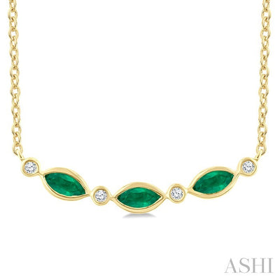 Marquise Shape Gemstone & Diamond Fashion Necklace