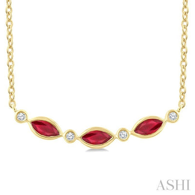 Marquise Shape Gemstone & Diamond Fashion Necklace