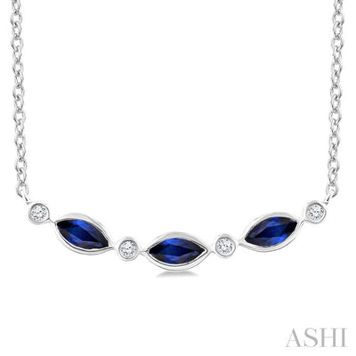 Marquise Shape Gemstone & Diamond Fashion Necklace