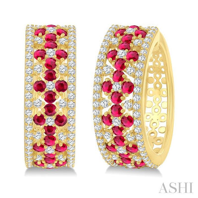 Gemstone & Diamond Hoop Earrings
