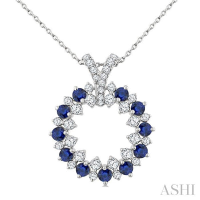 Circle Gemstone & Diamond Pendant