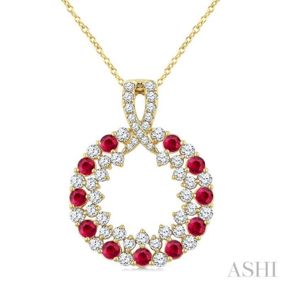Circle Gemstone & Diamond Pendant