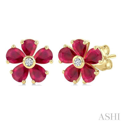 Blossom Pear Shape Gemstone & Diamond Earrings