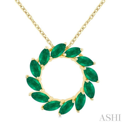 Marquise Shape Circle Gemstone Fashion Pendant