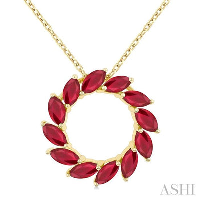 Marquise Shape Circle Gemstone Fashion Pendant