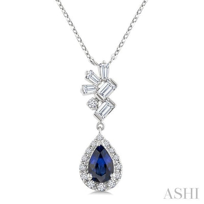 Pear Shape Gemstone & Halo Scatter Diamond Pendant