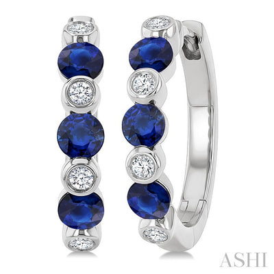 Alternate Gemstone & Diamond Hoop Earrings