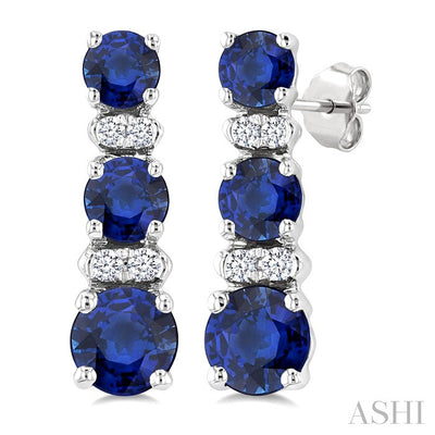Round Shape Gemstone & Diamond Earrings