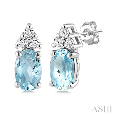 Oval Shape Gemstone & Diamond Earrings