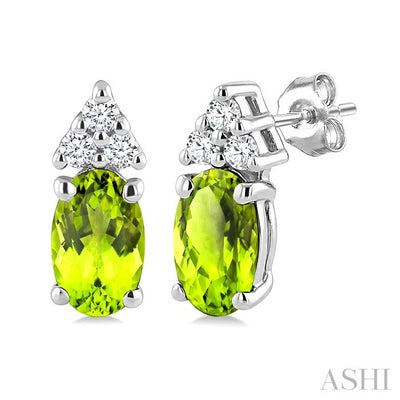 Oval Shape Gemstone & Diamond Earrings