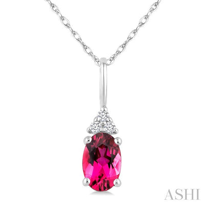 Oval Shape Gemstone & Diamond Pendant