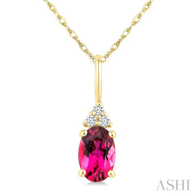 Oval Shape Gemstone & Diamond Pendant