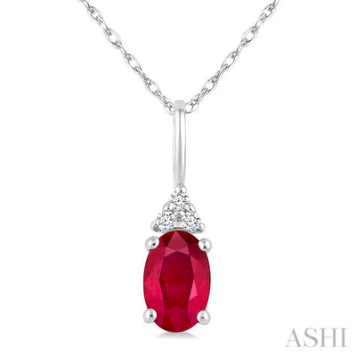 Oval Shape Gemstone & Diamond Pendant