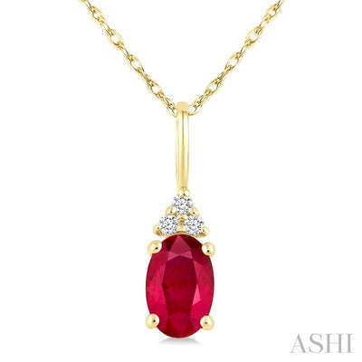 Oval Shape Gemstone & Diamond Pendant