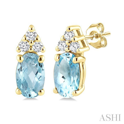 Oval Shape Gemstone & Diamond Earrings