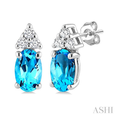 Oval Shape Gemstone & Diamond Earrings