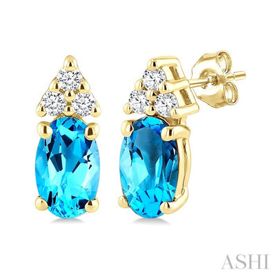 Oval Shape Gemstone & Diamond Earrings