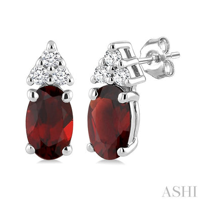 Oval Shape Gemstone & Diamond Earrings