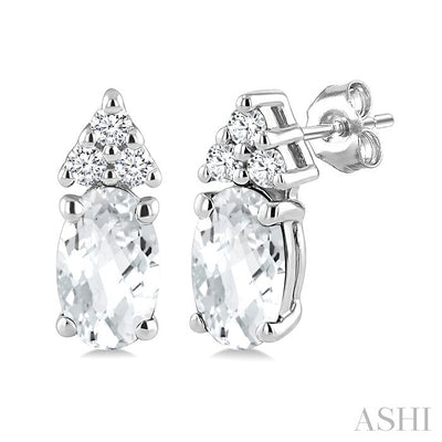 Oval Shape Gemstone & Diamond Earrings