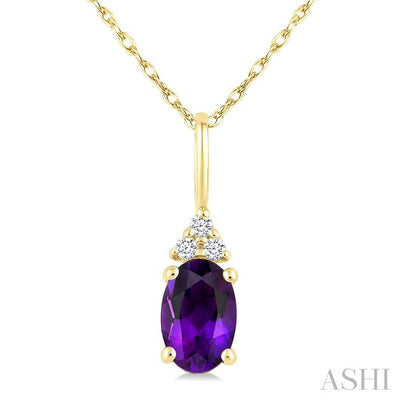 Oval Shape Gemstone & Diamond Pendant