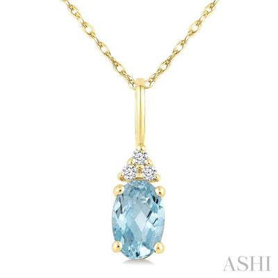 Oval Shape Gemstone & Diamond Pendant