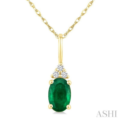 Oval Shape Gemstone & Diamond Pendant