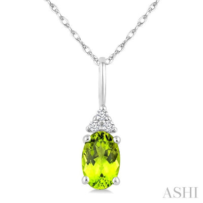 Oval Shape Gemstone & Diamond Pendant