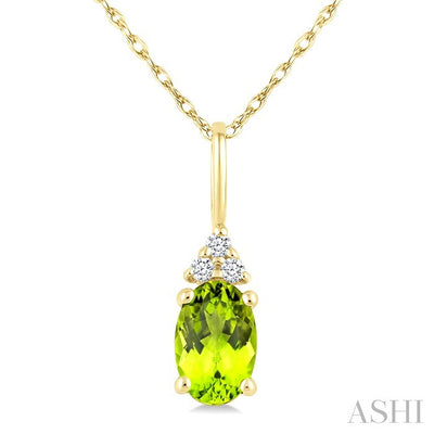 Oval Shape Gemstone & Diamond Pendant