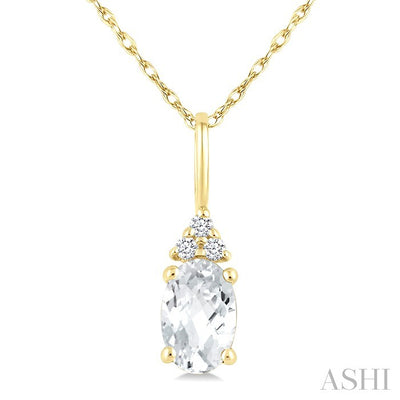 Oval Shape Gemstone & Diamond Pendant
