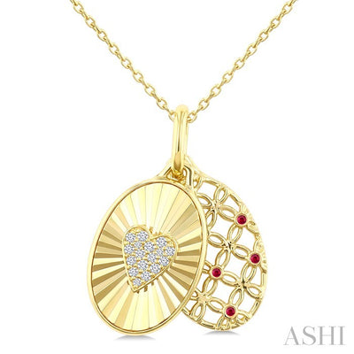 Heart Shape Fluted Gemstone & Diamond Fashion Pendant