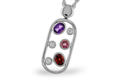 Amethyst, Garnet & Pink Tourmaline Pendant