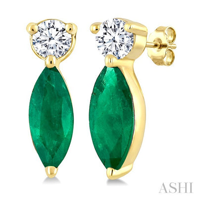 Marquise Shape Gemstone & Petite Diamond Earrings