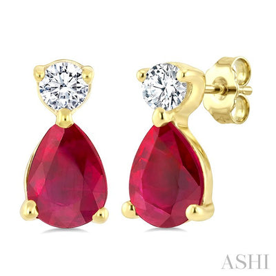 Pear Shape Gemstone & Petite Diamond Earrings