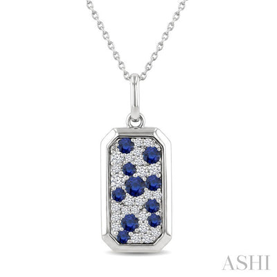 Emerald Shape Pave-Set Gemstone & Diamond Pendant