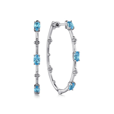 Bujukan Sterling Silver Blue Topaz Hoop Earrings