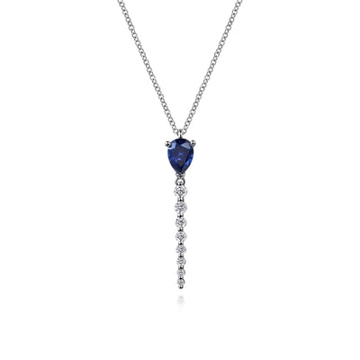 Sapphire & Diamond Vertical Bar Pendant