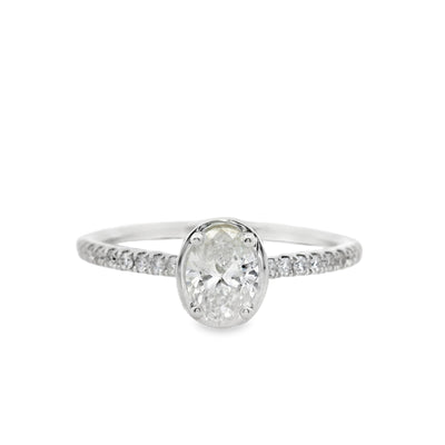 Oval Diamond Straight Band Engagement Ring
