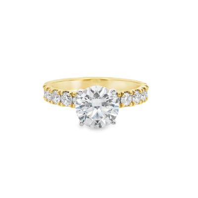 Round Diamond Straight Band Engagement Ring