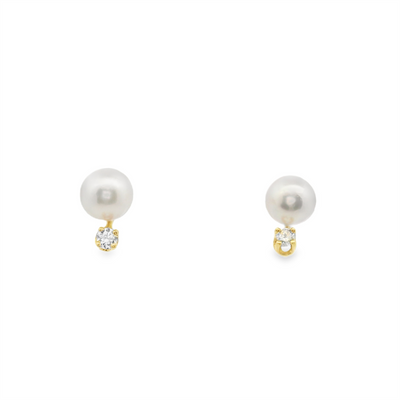 Pearl & Diamond Stud Earrings