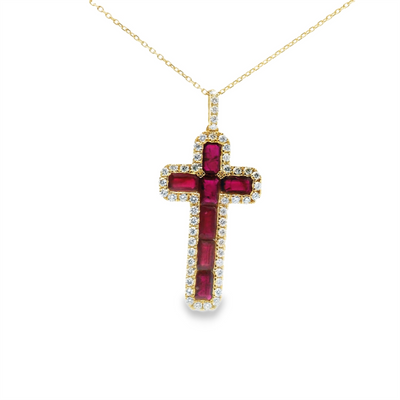 Ruby & Diamond Cross Pendant