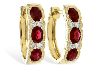 Ruby & Diamond Huggie Hoop Earrings